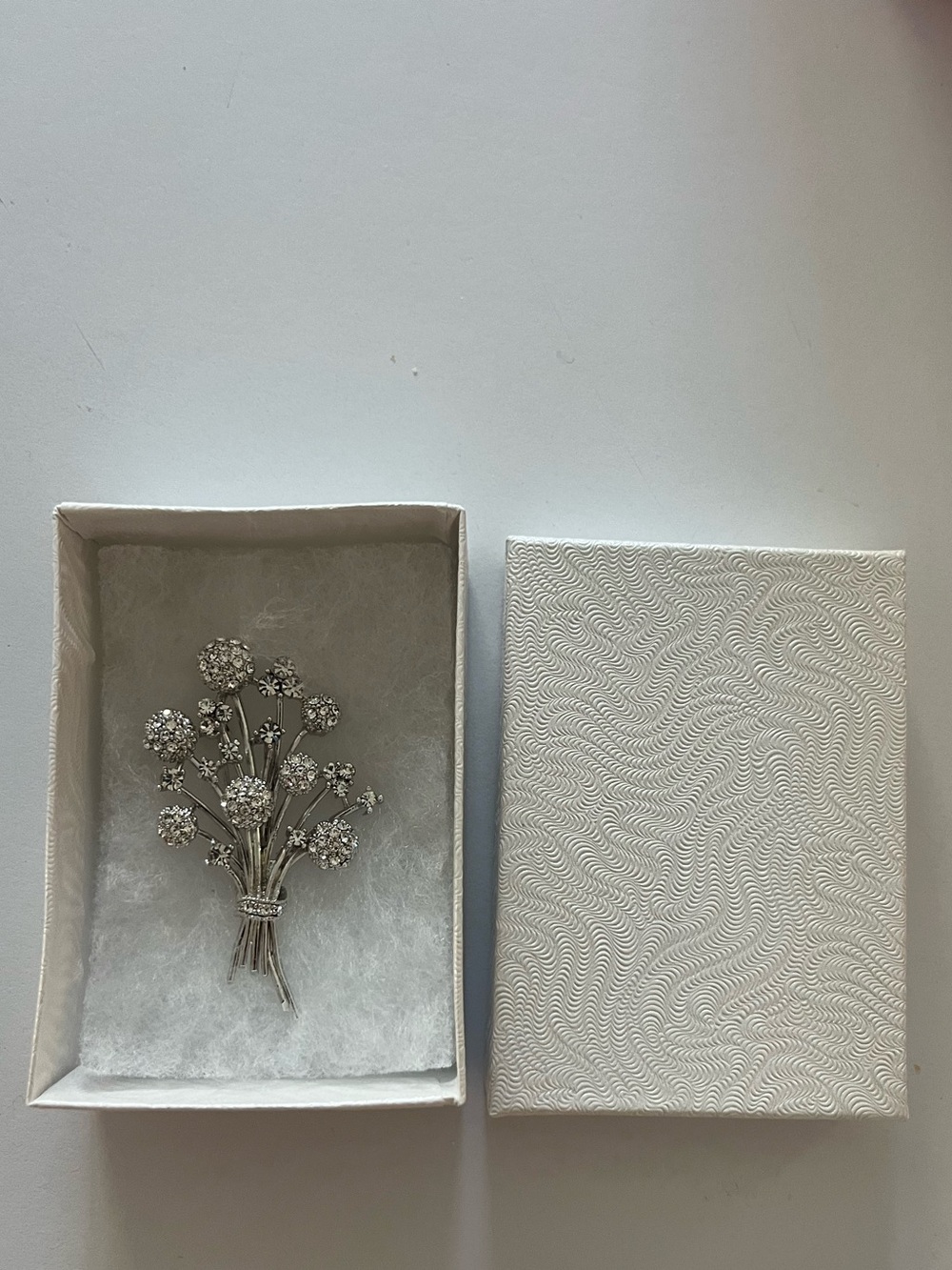 Silver Floral Crystal Bouquet Brooch - Elegant Sparkling Accent